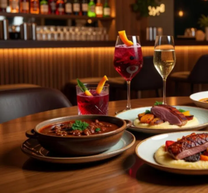 Stílusos tálalású ételek és italok a K.T.R hangulatos belső terében