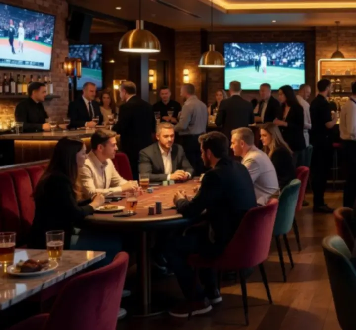 Modern poker- és sportbár belső tér a K.T.Rban