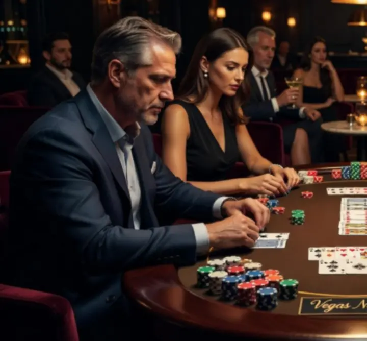 Tematikus póker estek hangulatos éjszakai enteriőrben