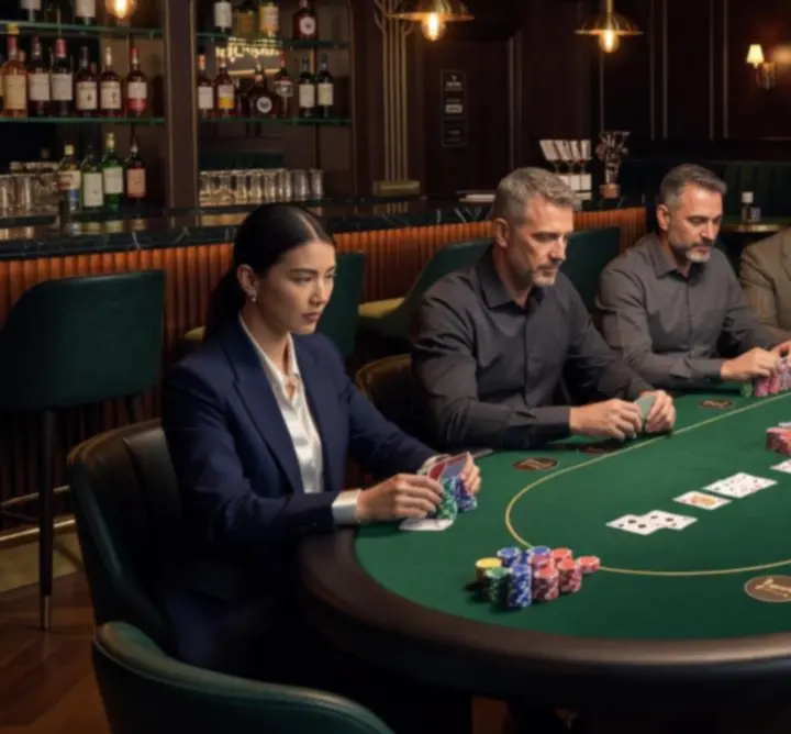 Játékban lévő pókerasztal a K.T.Rban